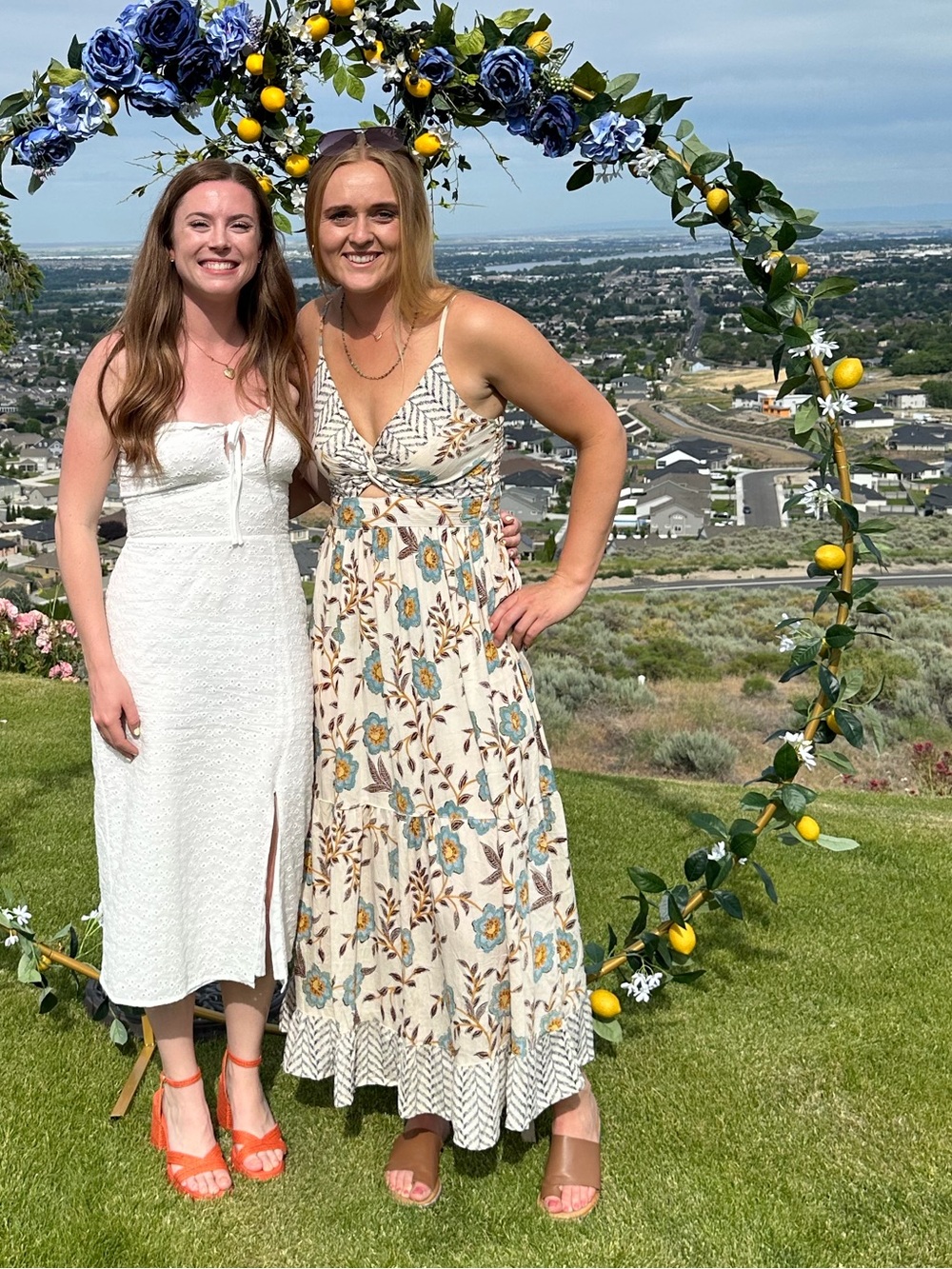 Floral V-Neck Maxi Dress with Neutral Botanical Print